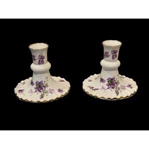 Hammersly Victorian Violets Bone China Candle Holders